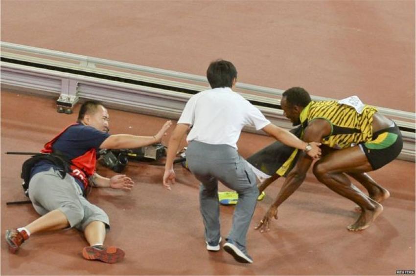 Usain Bolt'un kameramanla imtihanı