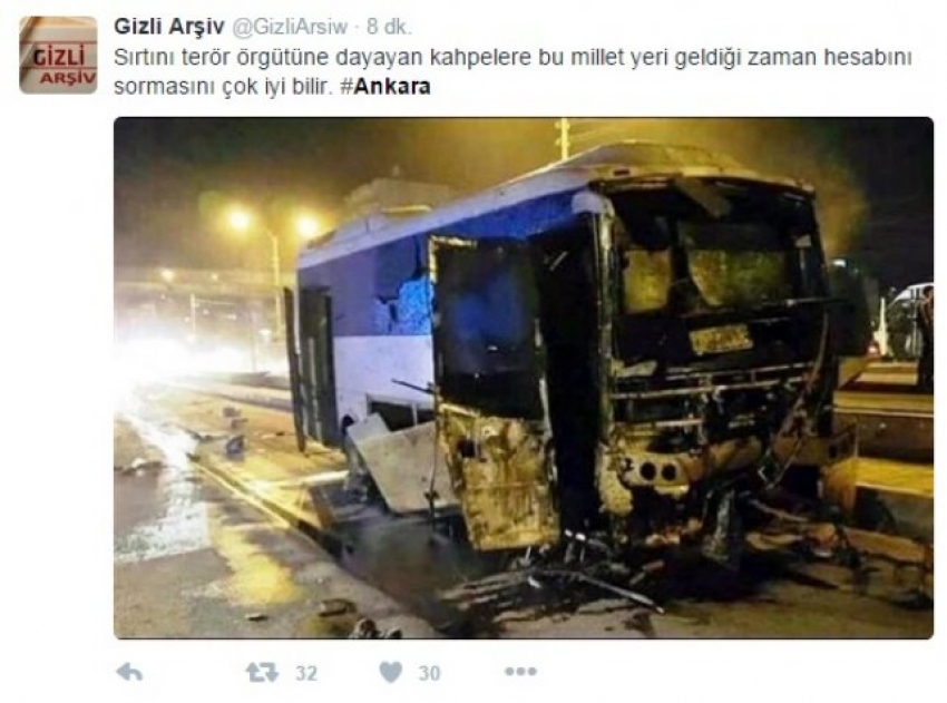 Ankara'daki patlama ile sosyal medya paylaşımları