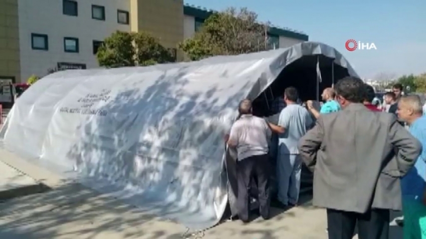 Silivri Devlet Hastanesi’nin bahçesine çadır kuruldu