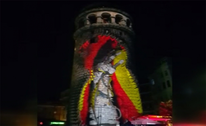 Galata Kulesi’ne yansıtılan video mapping