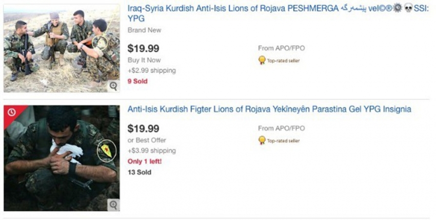 Uluslararası alışveriş siteleri PKK-PYD paçavraları satıyor