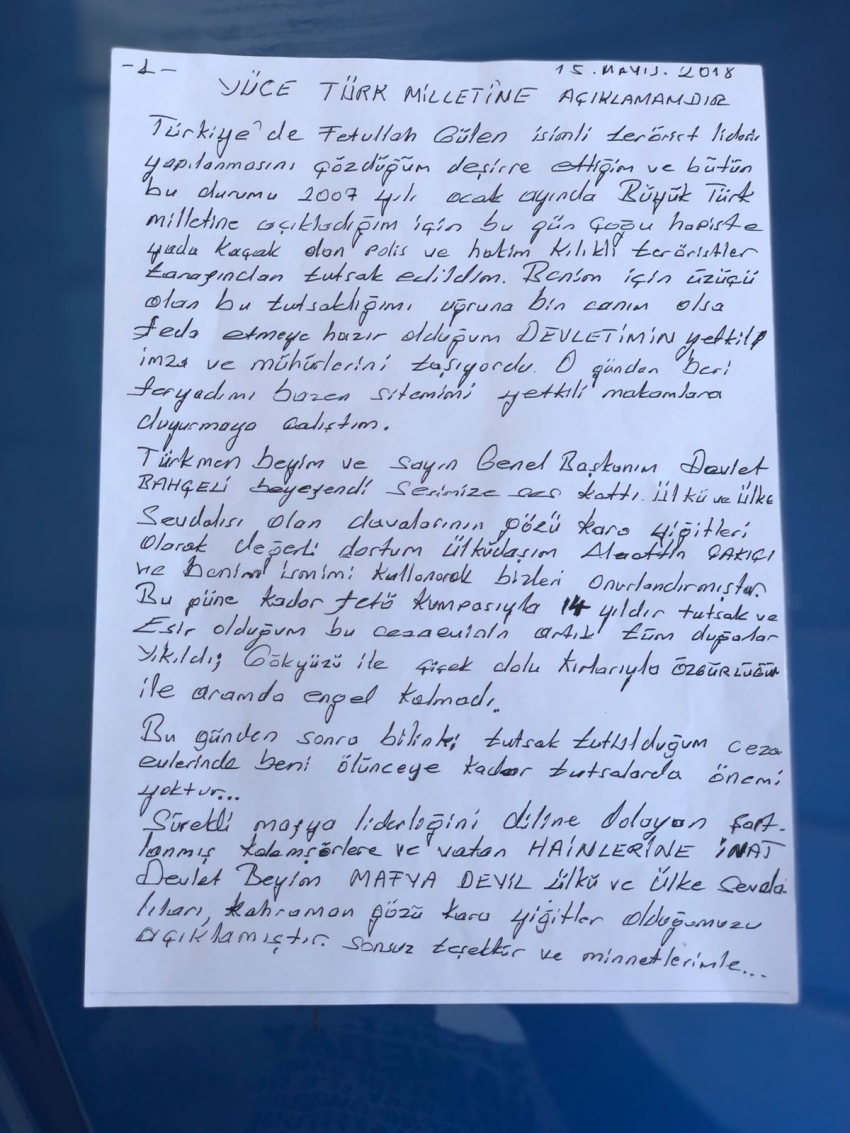 MHP Genel Başkanı'na cezaevinden mektup