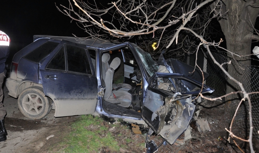 Otomobil ağaca çarptı: 1 ölü, 1 yaralı