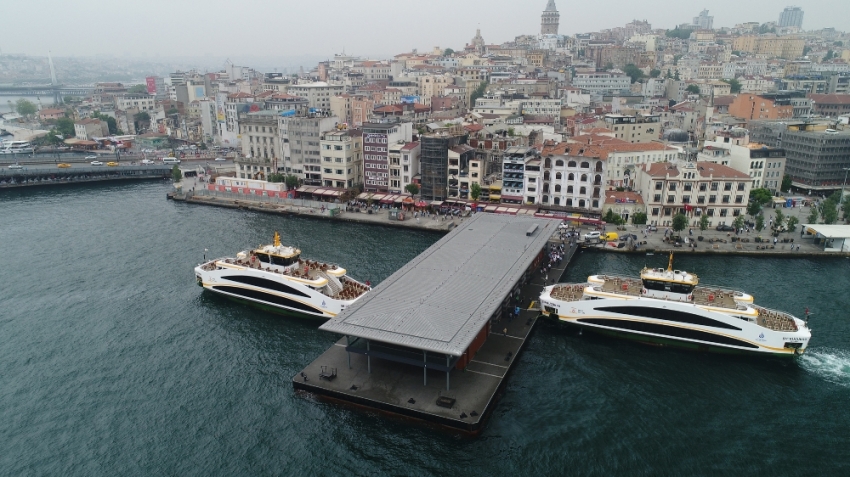 Hizmete başlayan Karaköy İskelesi havadan görüntülendi