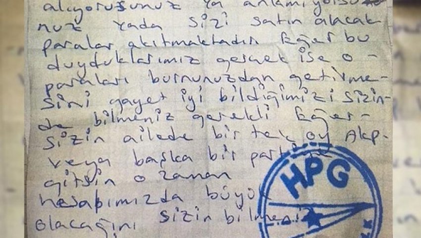 PKK‘dan şok mektup!
