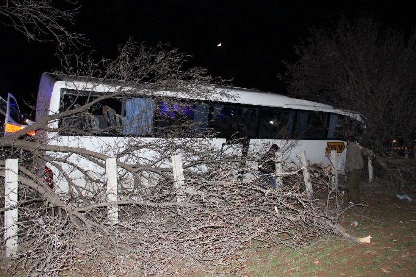 Tur otobüsü kaza yaptı: 15 yaralı