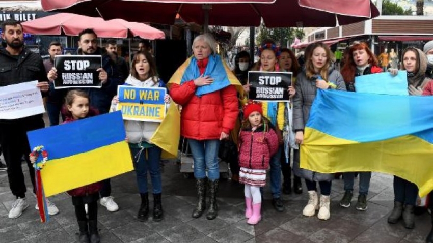 Kuşadası'nda Rusya protestosu