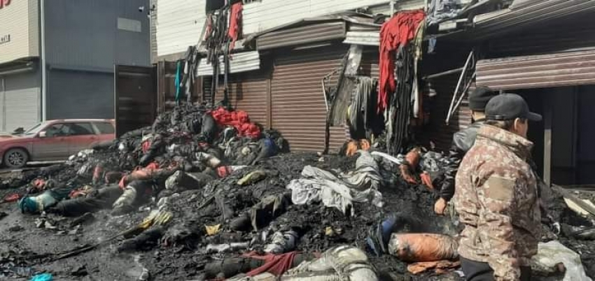 Kırgızistan’da pazar yerinde çıkan yangın 17 saat sonra söndürüldü