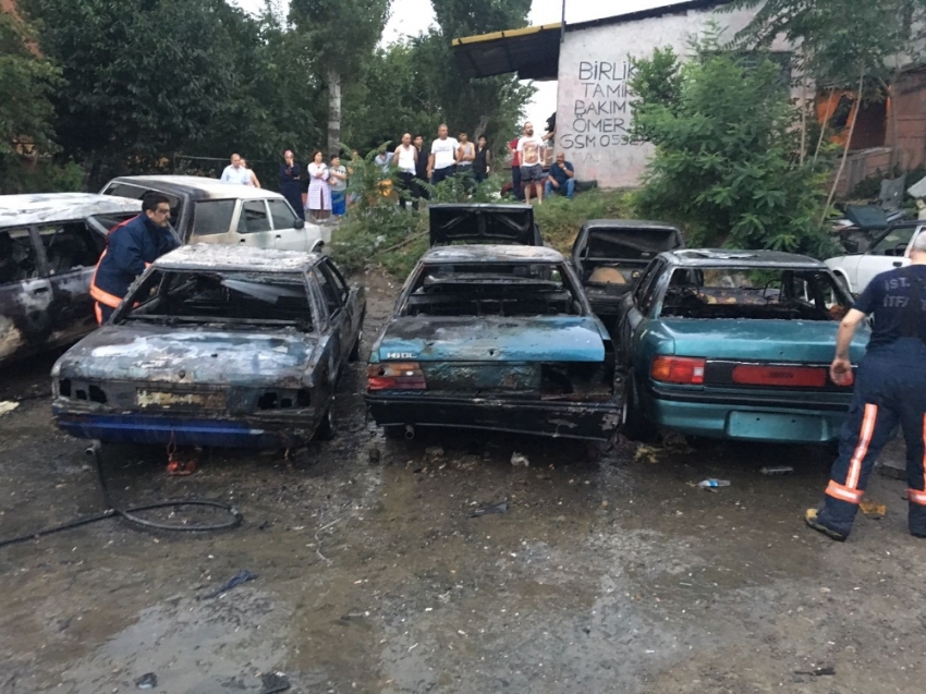 Park halindeki 6 otomobil yandı