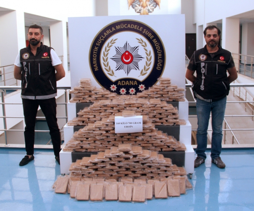 Adana’da 160 kilo 700 gram eroin ele geçirildi