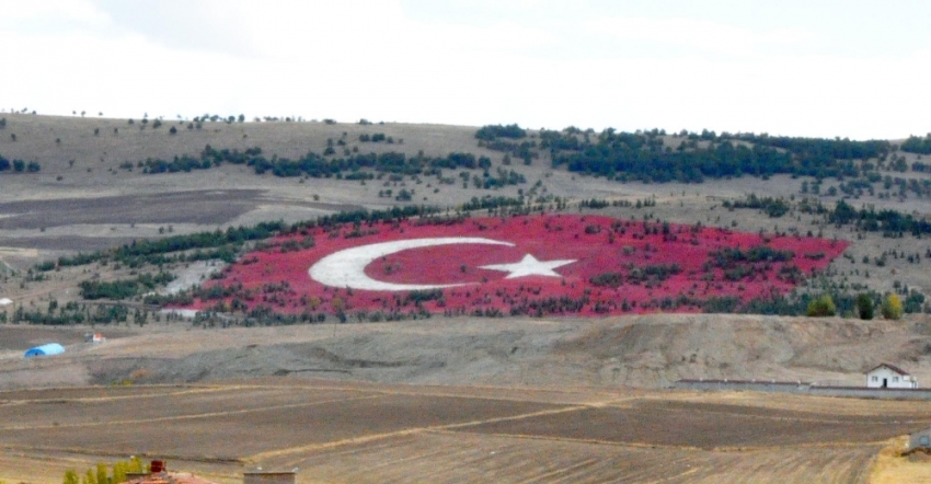 20 bin ton taşla dev Türk bayrağı