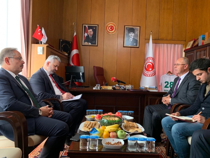 TBMM İdare Amiri Turan, Filistin’in Ankara Büyükelçisi Faed Mustafa ile görüştü
