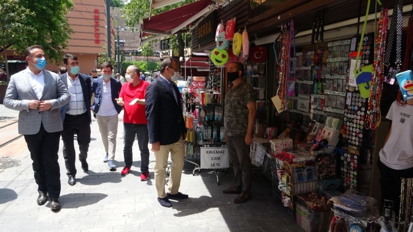 Bursa'da çarşı esnafına moral ziyareti