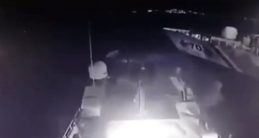 Türk ve Yunan botlarının çarpışma anı kameralarda