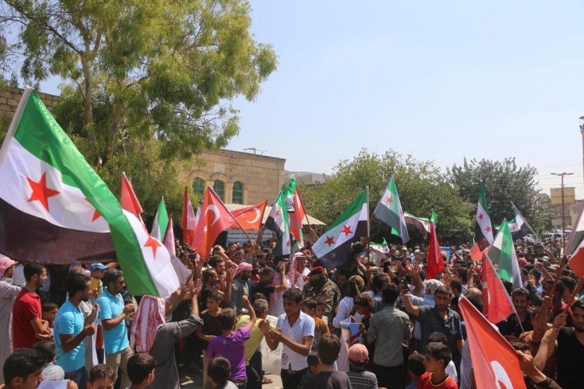 Afrin’de Türkiye’ye destek yürüyüşü
