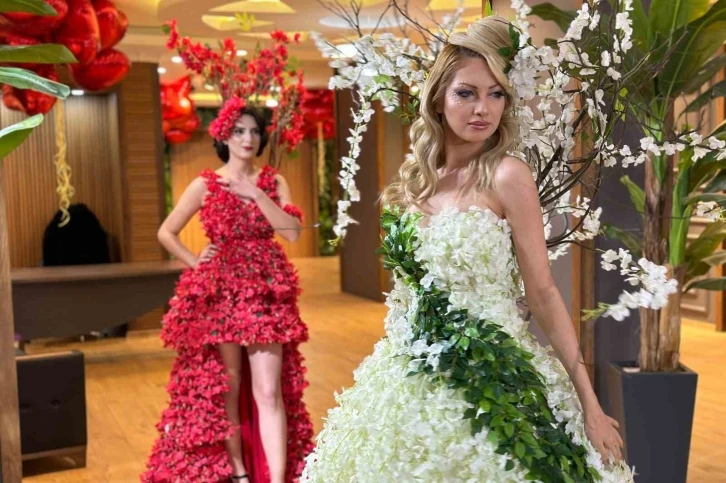 Diyarbakırlı moda tasarımcısı Sevgililer Günü’ne özel çiçekli gelinlik tasarladı
