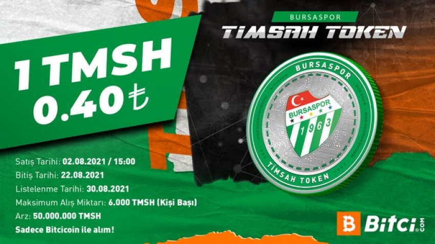 Bursaspor’un Fan Token’ı Timsah Token'in arzı 2 Ağustos’ta gerçekleşecek.