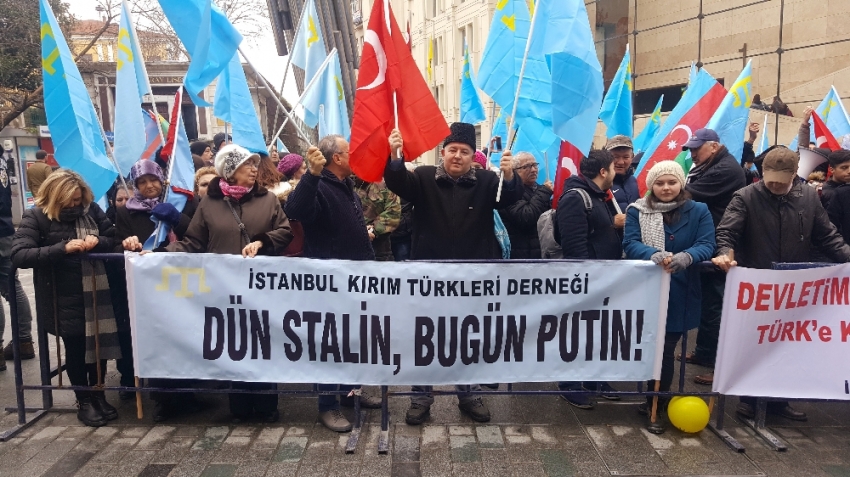 Kırım Tatar Türklerinden Rusya protestosu