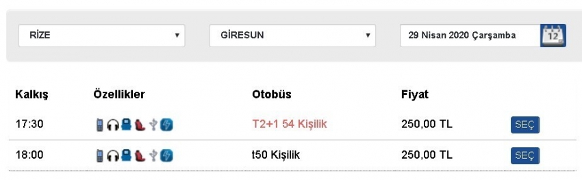 250 TL’ye satılan Rize-Trabzon otobüs biletlerinin internet üzerinden satışı kaldırıldı ama...