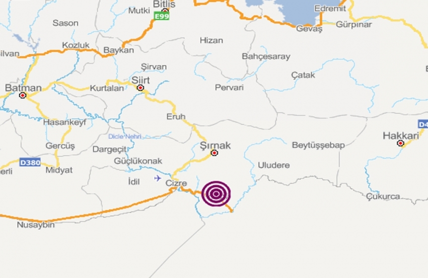 Şırnak’ta 4.1 büyüklüğünde deprem