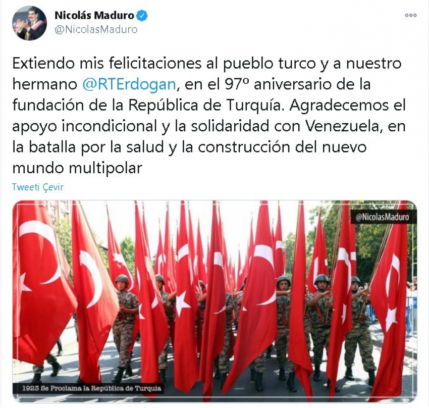 Maduro’dan Erdoğan’a teşekkür