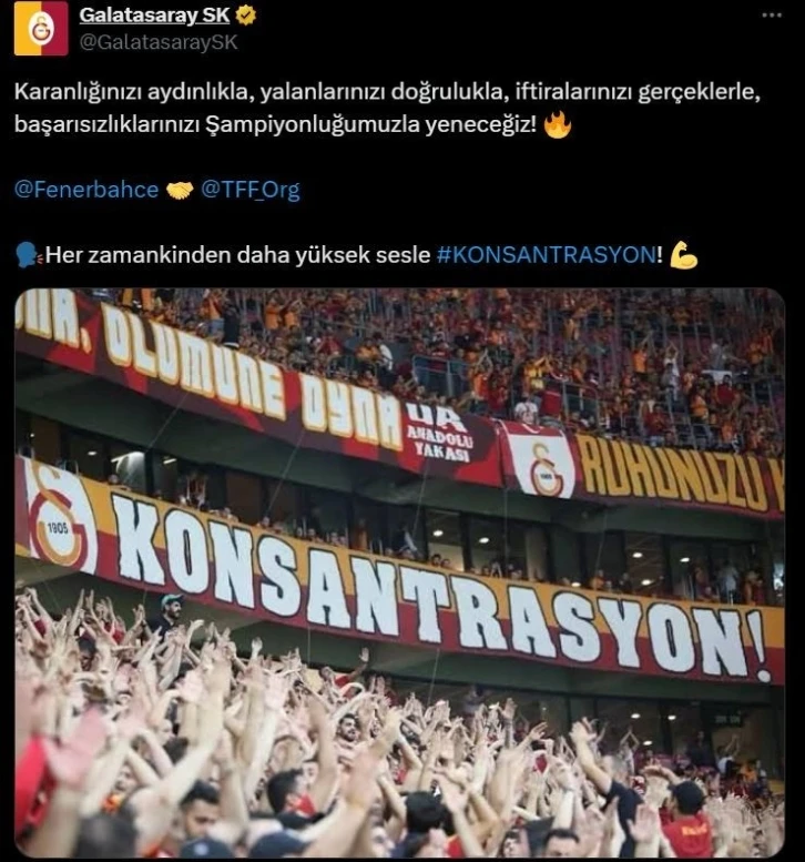 Galatasaray: "Başarısızlıklarınızı şampiyonluğumuzla yeneceğiz"
