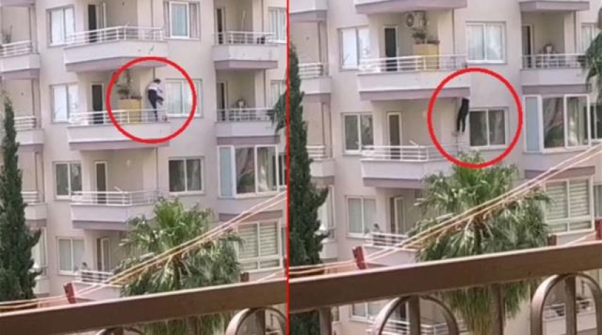 Polisi görünce balkondan balkona kaçtı