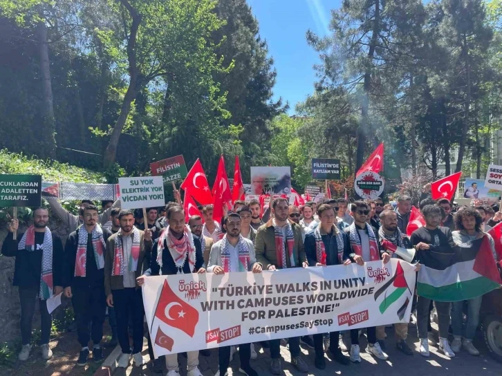 Üniversite öğrencilerinden İsrail’e tepki yürüyüşü
