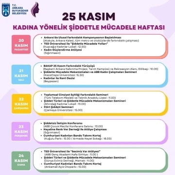 Ankara Büyükşehir Belediyesinden ‘Kadına Yönelik Şiddete Karşı Uluslararası Mücadele Haftası’na özel etkinlik
