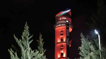 Atatürk Cumhuriyet Kulesinin ışık şovu havadan görüntülendi
