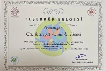 Cumhuriyet Anadolu Lisesi ‘Elektronik Atık Toplama Projesi’nde Bursa 1’incisi oldu