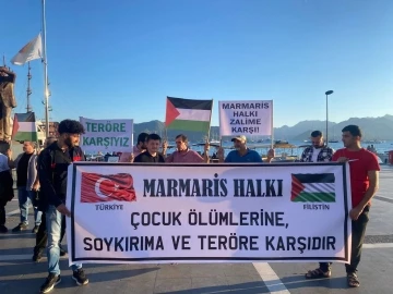 Marmaris’te İsrail protesto edildi