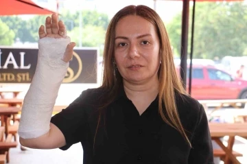 Pitbullun saldırısından köpeğini kurtaran kadın kaldırıma düşüp kolunu kırdı
