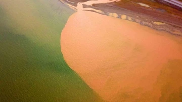 Sel suları Van Gölü’nü kahverengiye boyadı
