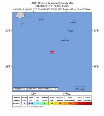 Tonga açıklarında 7.2 büyüklüğünde deprem

