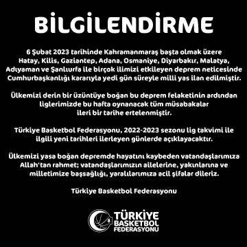 Türkiye Basketbol Federasyonu, maçların ertelendiğini duyurdu
