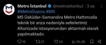 Üsküdar - Samandıra metro hattında arıza nedeniyle seferler durdu
