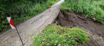 Yağış nedeniyle köy yolu çöktü
